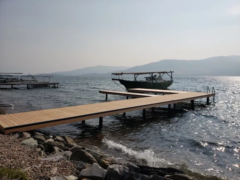 F Dock with Wood on Flathead Lake, Montana